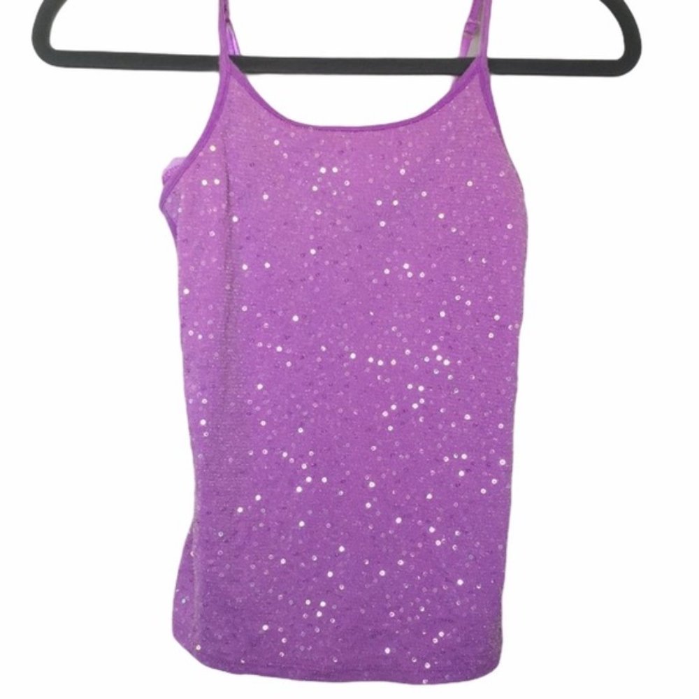 Sequins Spaghetti Strap Sparkle Tank Purple Size 8